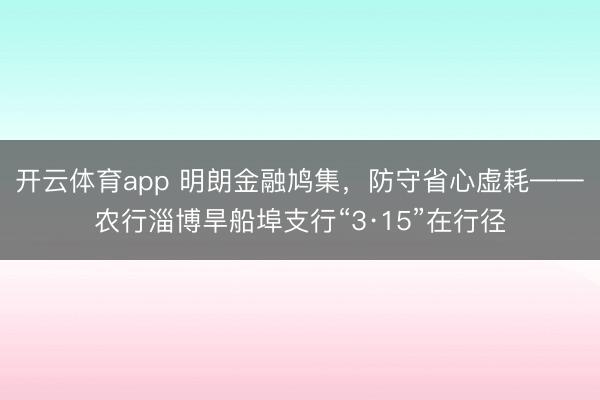 开云体育app 明朗金融鸠集，防守省心虚耗——农行淄博旱船埠支行“3·15”在行径